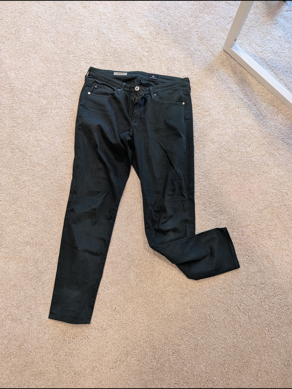 Ag Adriano Goldschmied Dark Green Skinny Jeans - The Stevie